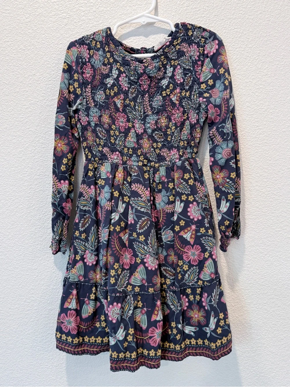 FatFace Girls Smocked Floral Dress Boho Fairycore Whimsygoth Prairie Pockets 5/6